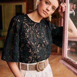 (NOT AVAILABLE) NWT Sezane Gabrielle Blouse - Noir - Size 38